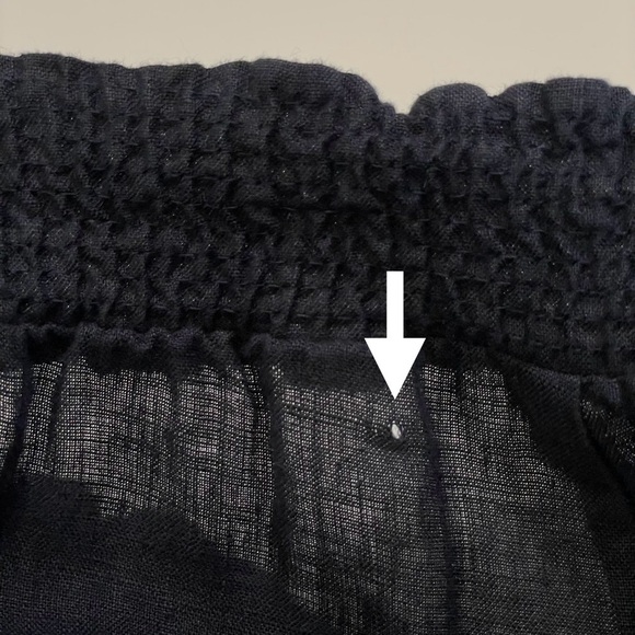 NWT Johnny Was Jade Linen Smocked Waist Slit Hem Pull On Pant Navy FLAWED AS IS - Picture 9 of 15